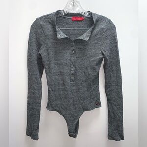 N:Philanthropy Ribbed Gray Long Sleeve Bodysuit Size Medium
